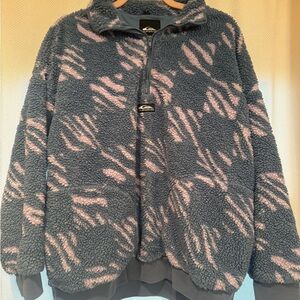 Quiksilver Blue Sherpa Half-Zip with Pink Pattern